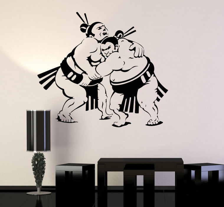 Vinyl Wall Decal Sumo Wrestlers Japanese Sport Stickers Mural Unique Gift (ig3747)