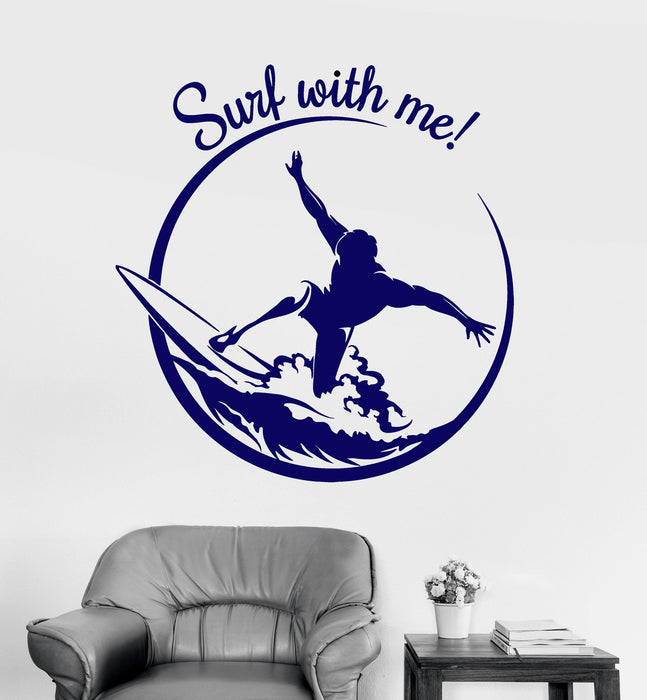 Vinyl Wall Decal Surf Surfing Quote Extreme Sport Teen Room Stickers Unique Gift (ig3482)