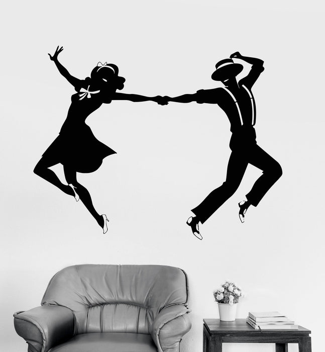 Vinyl Wall Decal Swing Dance Couple Room Art Stickers Mural Unique Gift (ig3479)
