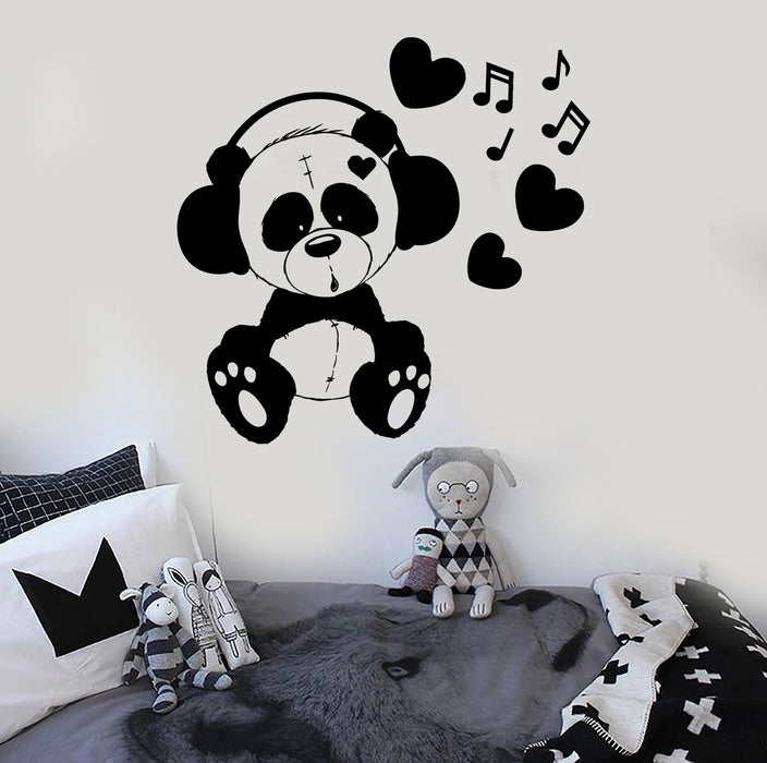 Vinyl Wall Decal Teddy Bear Music Kids Room Love Stickers Mural Unique Gift (ig3700)
