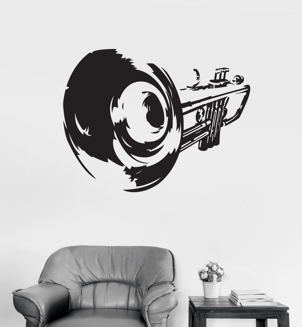 Silver Trumpet Sticker Vinyl Decal Trumpet Musical Instrument Music Art Decor Wall Stickers U ...