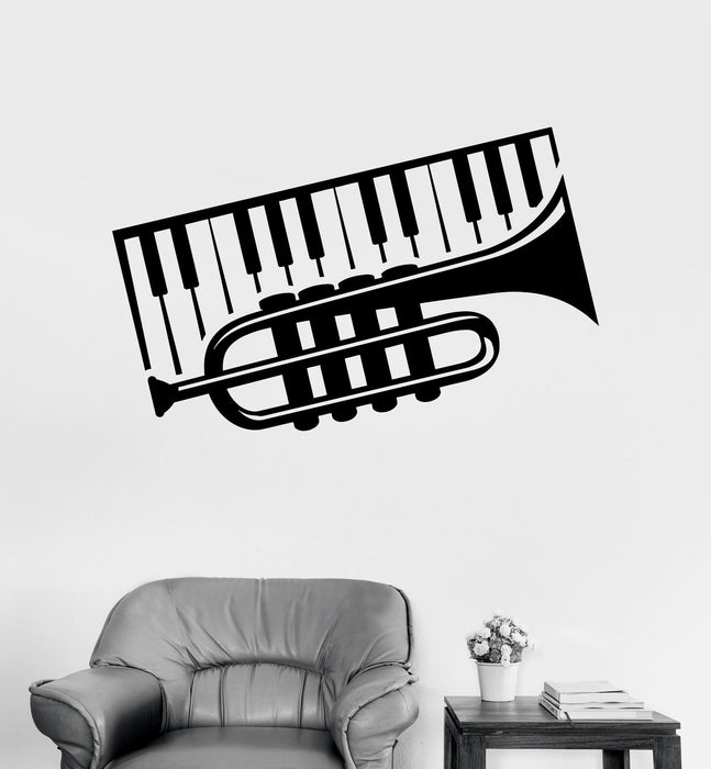 Vinyl Wall Decal Trumpet Piano Musical Instrument Music Decor Stickers Unique Gift (ig3093)