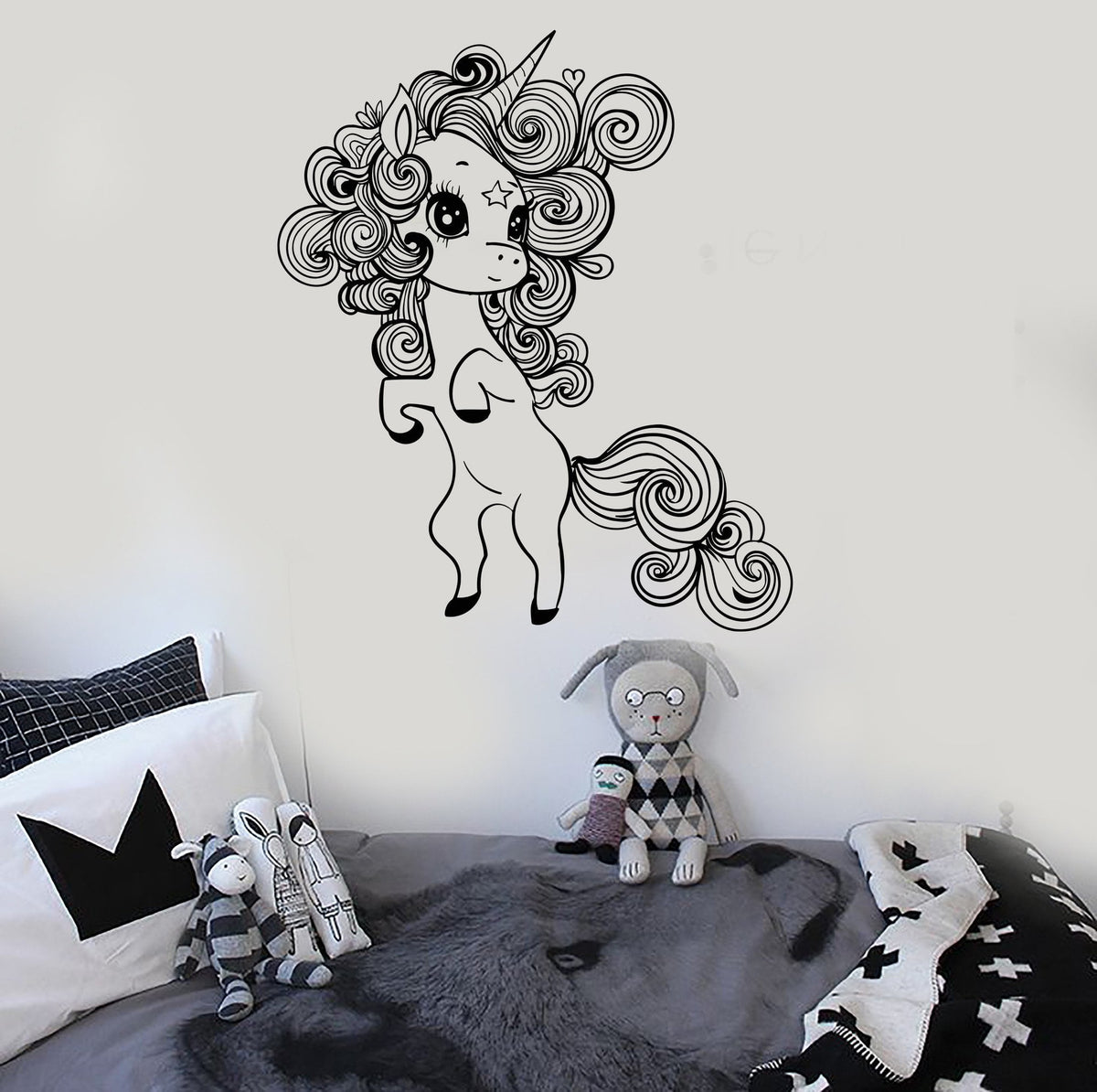 Vinyl Wall Decal Little Cute Unicorn Nursery Girl Room Stickers