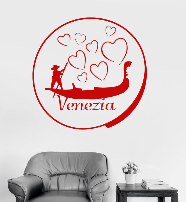 Vinyl Wall Decal Venice Italy Gondola Romance Europe Bedroom Stickers Unique Gift (ig3335)