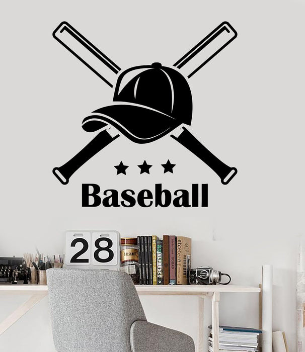 Vinyl Wall Decal Baseball Cap Sports Teen Room Decor Stickers Unique Gift (ig3499)