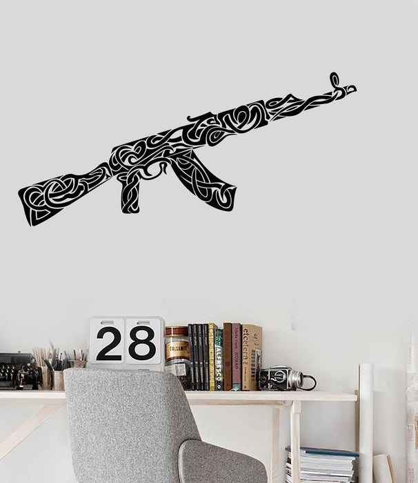Vinyl Wall Decal Weapons War Military Ak-47 Pattern Decor Stickers Unique Gift (ig2274)