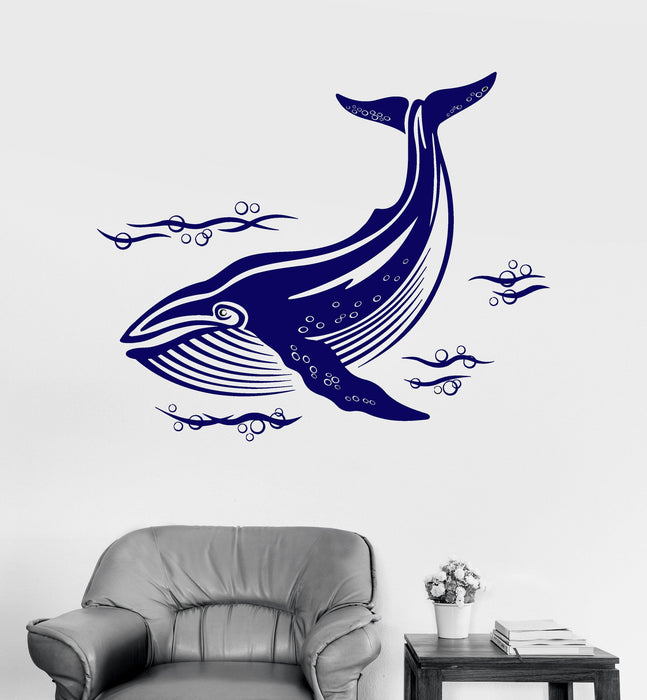Vinyl Wall Decal Whale Marine Animals Ocean Sea Decor Bathroom Stickers Unique Gift (ig3218)