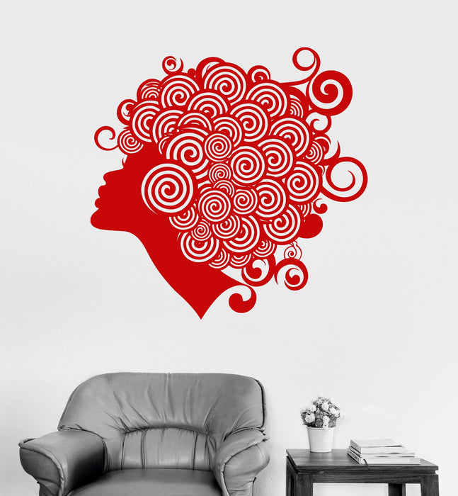Wall Vinyl Decal Barbershop Hairdresser Beauty Salon Abstract Hairstyle Stickers Unique Gift (ig3119)