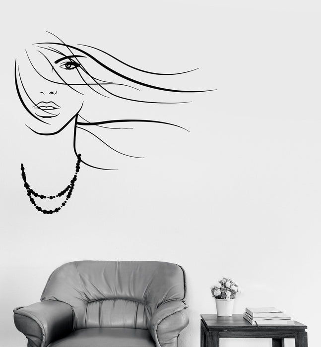 Vinyl Decal Beauty Salon Woman Girl Face Hair Salon Wall Stickers Unique Gift (ig2949)