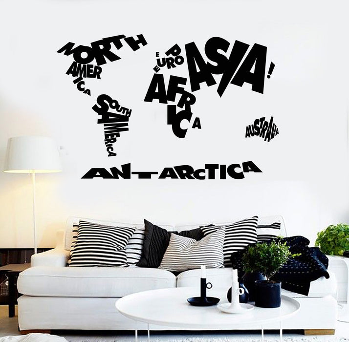 Vinyl Wall Decal World Map Atlas Geography School Stickers Unique Gift (ig3658)