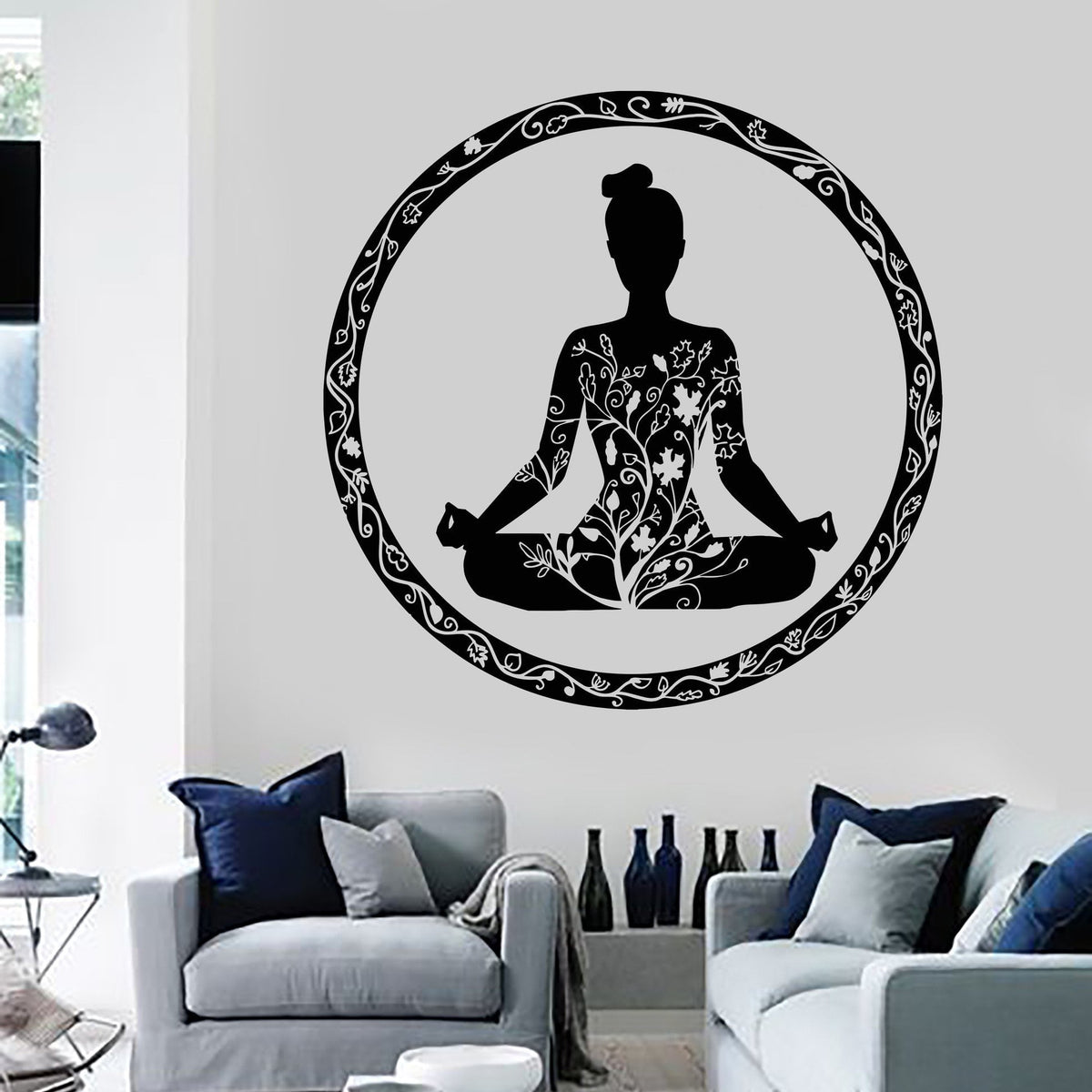 Vinyl Wall Decal Zen Circle Enso Tree Of Life Om Meditation Yoga Studi —  Wallstickers4you