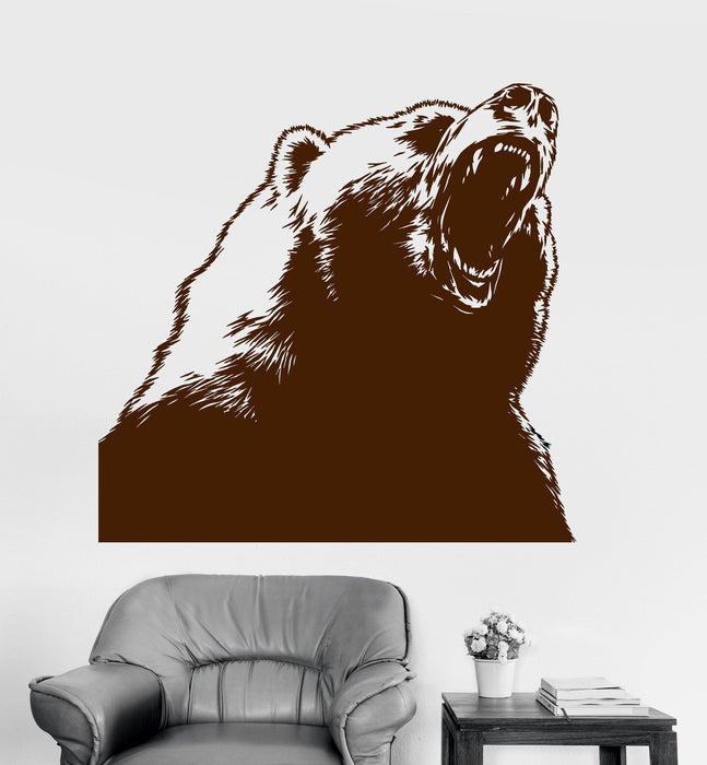 Vinyl Wall Decal Grizzly Bear Tribal Animal Predator Stickers Mural Unique Gift (ig3614)