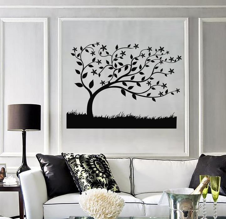 Wall Decal Beautiful Tree Branch Leaves Grass Nature Vinyl Stickers Unique Gift (ig2806)