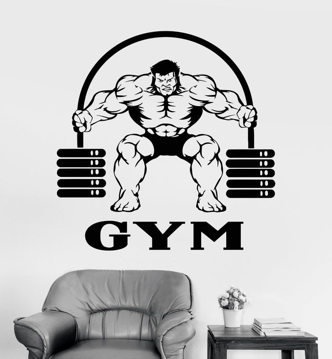 Vinyl Wall Decal Gym Muscled Iron Sport Logo Stickers Mural Unique Gift (ig3754)