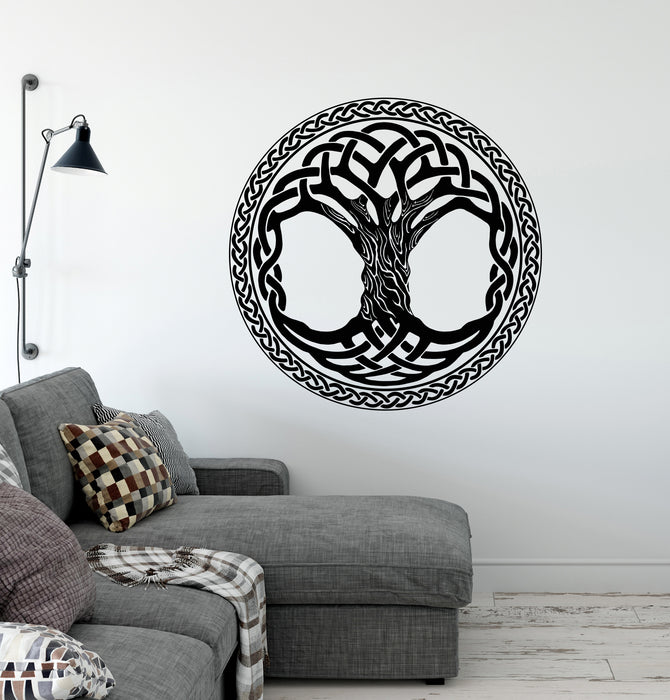 Vinyl Wall Decal Celtic Ornament Pattern Circle Tree of Life Home Decor Nature Ethnic Style Stickers (4387ig)