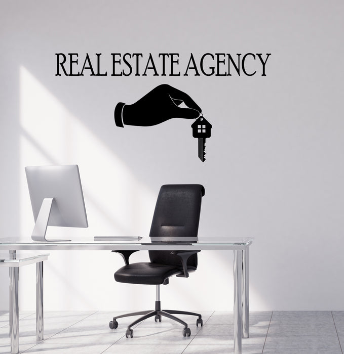 Vinyl Wall Decal Real Estate Agency Signboard Logo Keys Buying House Realtor Services Stickers (4462ig)