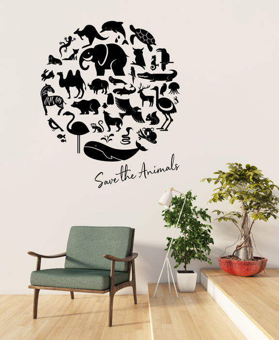 Vinyl Wall Decal Earth Save the Animals Nature Word Inspiration Stickers (4324ig)