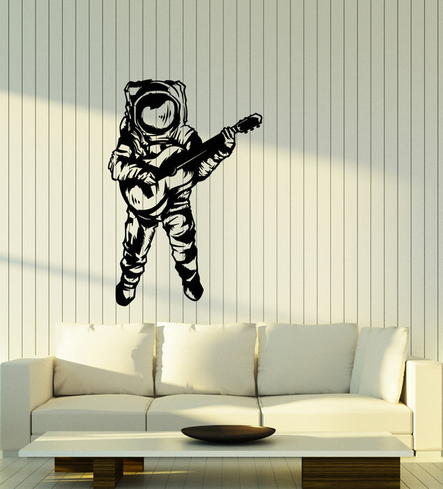 Vinyl Wall Decal Space Astronaut Costume With Guitar For Boys Room Musician Sticker (4359ig)