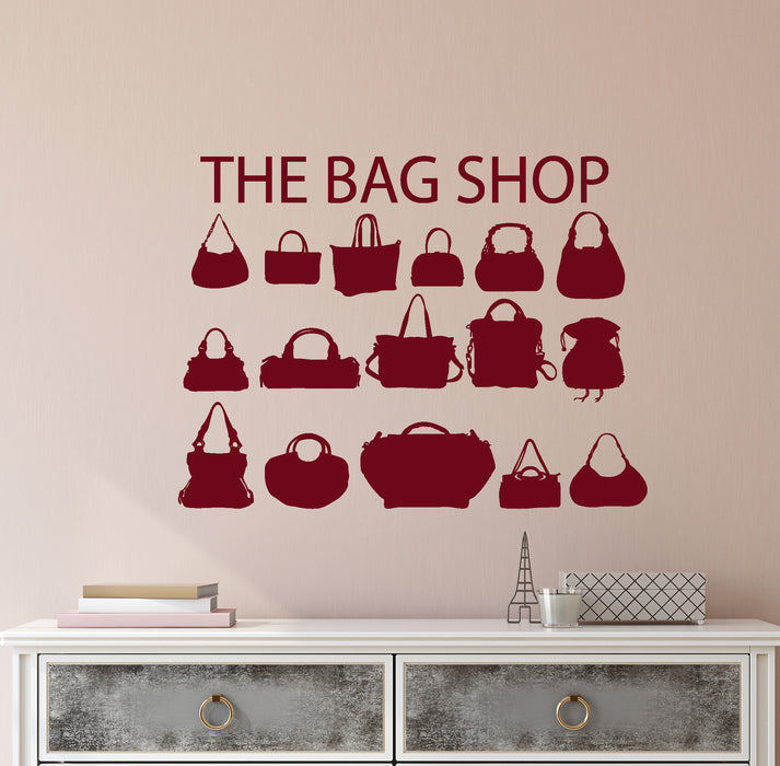 Vinyl Wall Decal Abstract Bags Shop Accessory Shopping Fashion Store Design Girl Stickers (4373ig)