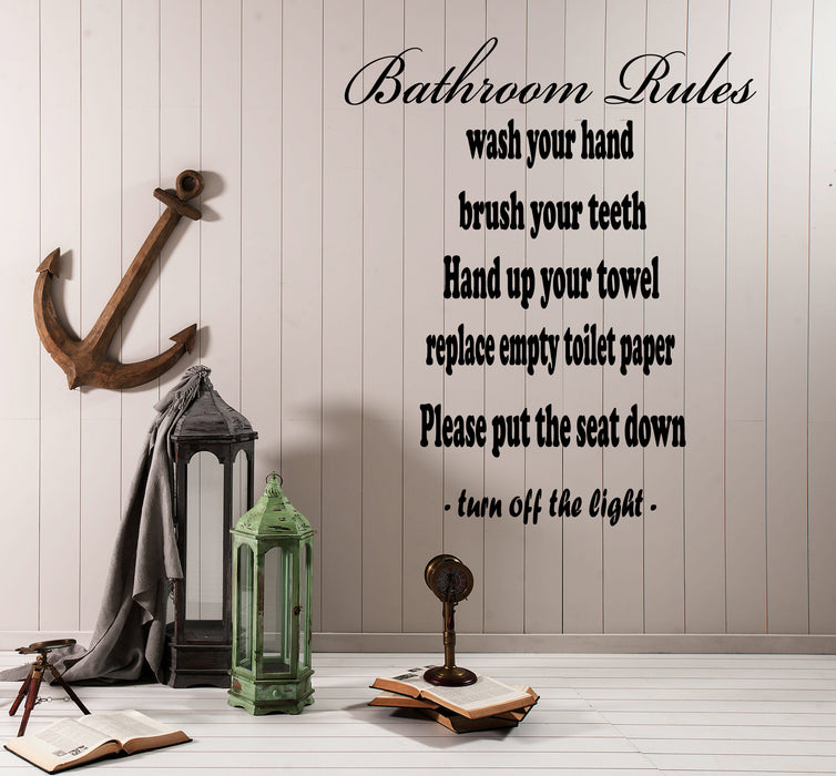 Vinyl Wall Decal Bathroom Rules Hygiene Words For The Restroom Stickers (4273ig)