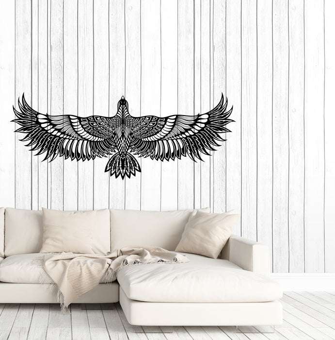 Vinyl Wall Decal Big Bird Hawk Spread Wings Abstract Falcon Feathers Wildlife Freedom Stickers (4465ig)