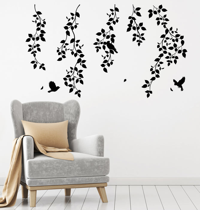 Vinyl Wall Decal Nature Tree Bird On a Branches Leaves Room Decoration Stickers (4316ig)
