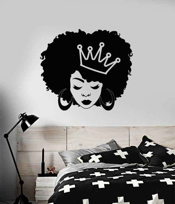 Vinyl Wall Decal African Beauty Beautiful Queen Crown Black Lady Stickers (4303ig)