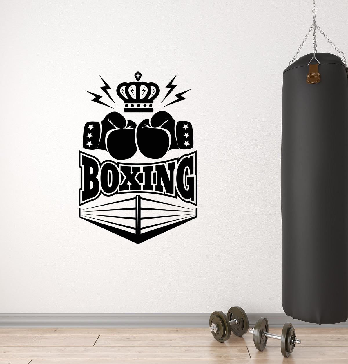 Vinyl Wall Decal Boxing Gloves Fight Club Gym Sports King Boxer Crown ...