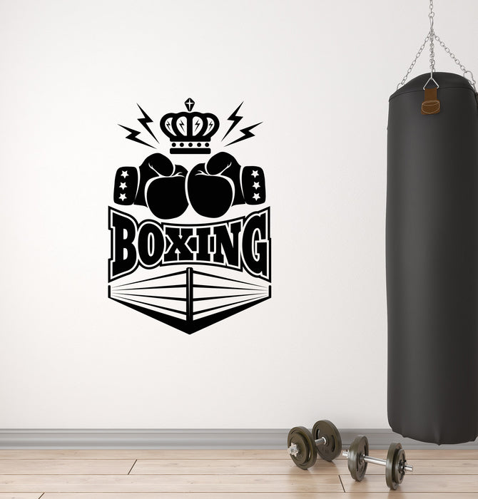 Vinyl Wall Decal Boxing Gloves Fight Club Gym Sports King Boxer Crown Stickers (4436ig)