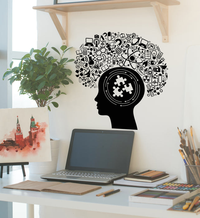 Vinyl Wall Decal Intelligence Mind Brain Education Science Decor School Laboratory Stickers (4467ig)