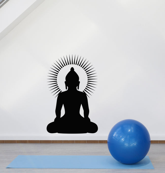 Vinyl Wall Decal Buddha Sitting Yoga Center Meditation Room Lotus Zen Pose Stickers (4445ig)