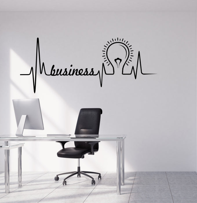 Vinyl Wall Decal Business Word Logo Home Office Style Idea Light Bulb Heartbeat Creativity Stickers (4367ig)