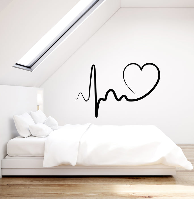 Vinyl Wall Decal Romantic Heart Valentine's Day Heartbeat Pulse Love Stickers (4417ig)