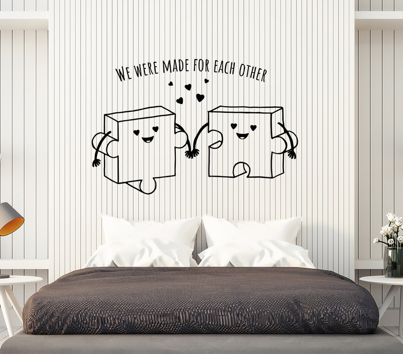Vinyl Wall Decal Puzzle Love Cartoon Funny Romantic Quote Words Hearts Stickers (4444ig)