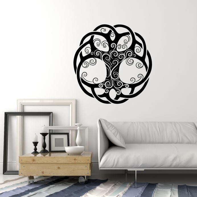 Vinyl Wall Decal Circle Tree of Life Celtic Ornament Home Decor Family Stickers (4392ig)