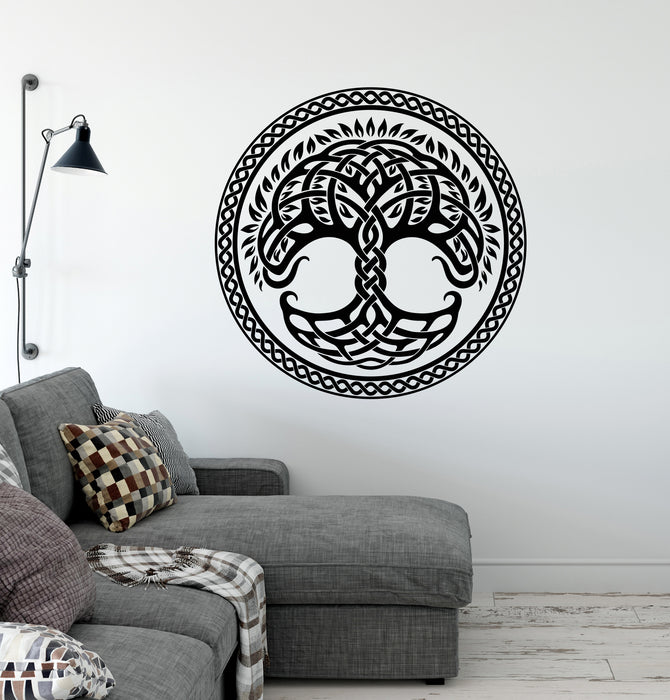 Vinyl Wall Decal Circle Tree of Life Family Celtic Ornament Interior Decor Stickers (4409ig)