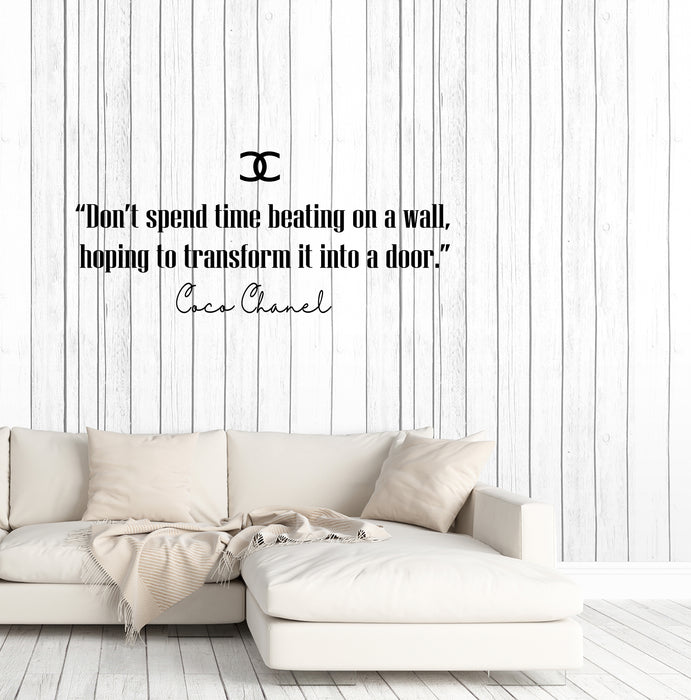Vinyl Wall Decal Chanel Quote Inspiration Don’t Spend Time Beating On a Wall Stickers (4330ig)