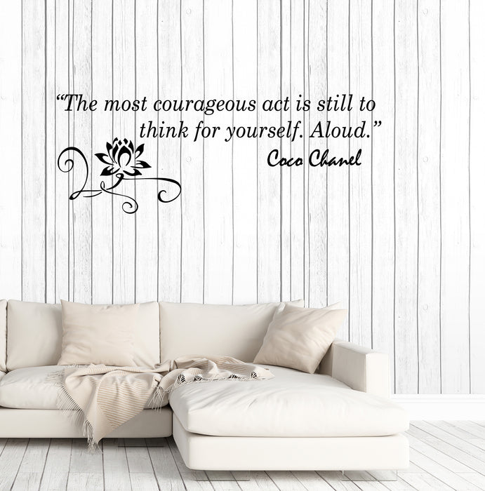 Vinyl Wall Decal Most Courageous Act Is Still To Think For Yourself Chanel Quote Stickers (4309ig)