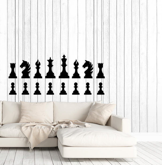 Vinyl Wall Decal Intellectual Board Game Sports Chess Pieces Club Pawn Queen Stickers (4453ig)