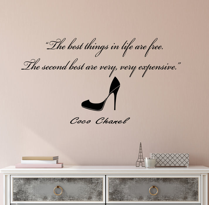 Vinyl Wall Decal Quote Coco Chanel Best Things In Life Are Free