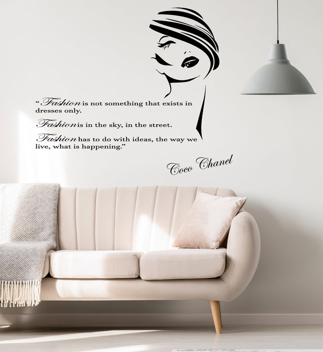 Vinyl Wall Decal Fashion Quote Coco Chanel Words Shopping Beauty Stickers (4279ig)