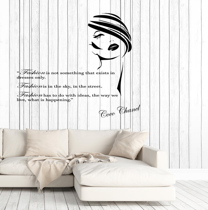 Vinyl Wall Decal Fashion Quote Coco Chanel Words Shopping Beauty Stickers (4279ig)