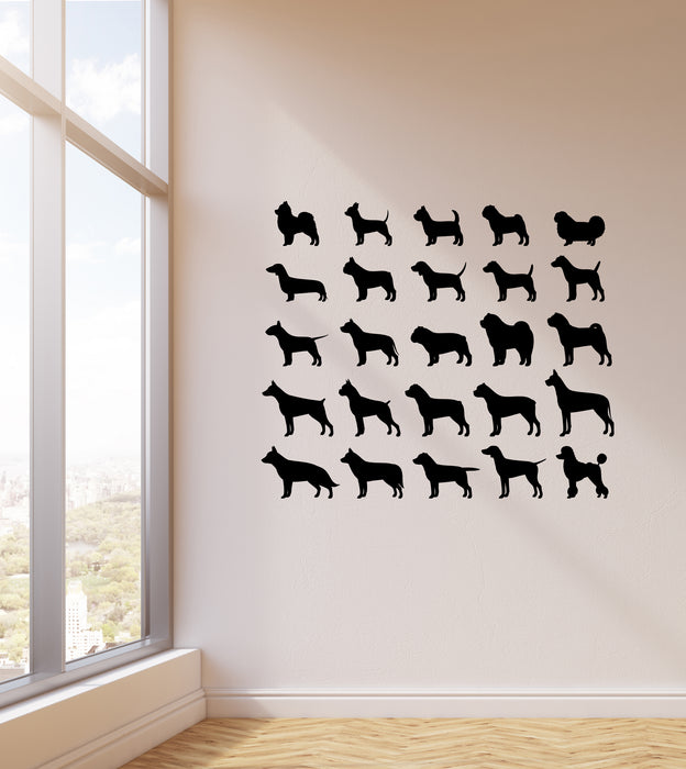 Vinyl Wall Decal Dogs Animals Pets Grooming Salon Dog Friendly Veterinary Clinic Logo Stickers (4455ig)