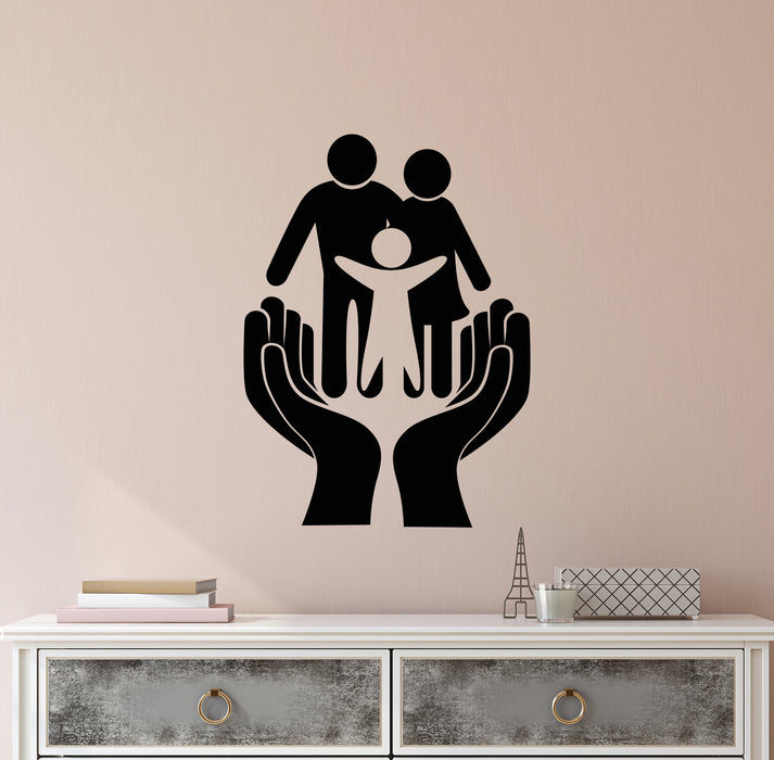 Vinyl Wall Decal Family Together Hands Child Protection Home Decor Stickers (4404ig)