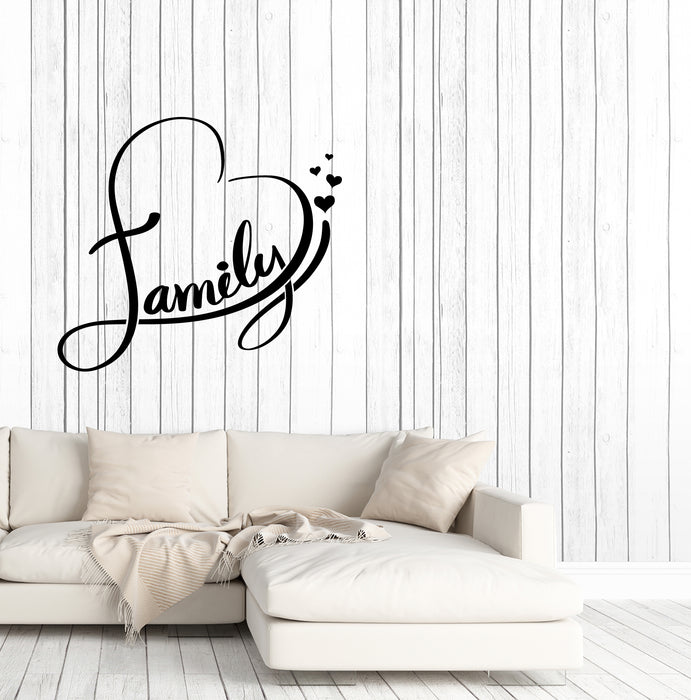 Vinyl Wall Decal Family Logo Love Inspirational Word Heart Lettering Stickers (4311ig)