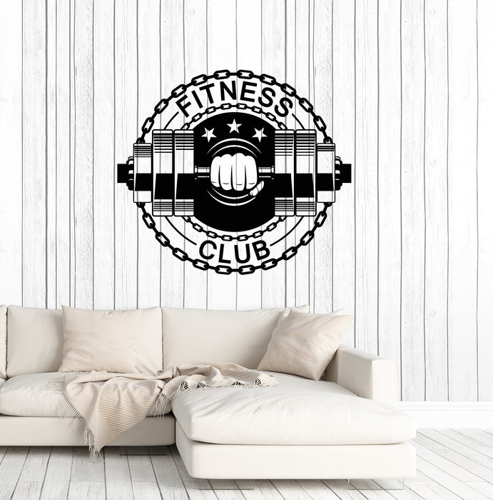 Vinyl Wall Decal Sports Fitness Center Club Logo Beauty And Health Dumbbell Strength Stickers (4385ig)