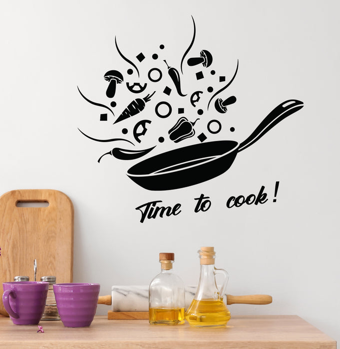 Vinyl Wall Decal Time To Cook Kitchen Decor For Housewives Stickers (4321ig)
