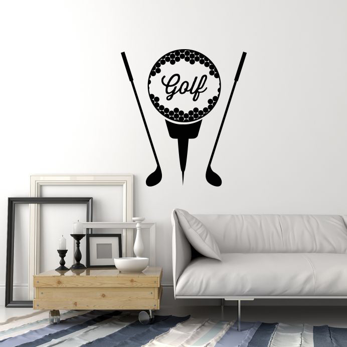 Vinyl Wall Decal Sports Golf Stick Club Ball Logo Word Player Stickers (4382ig)