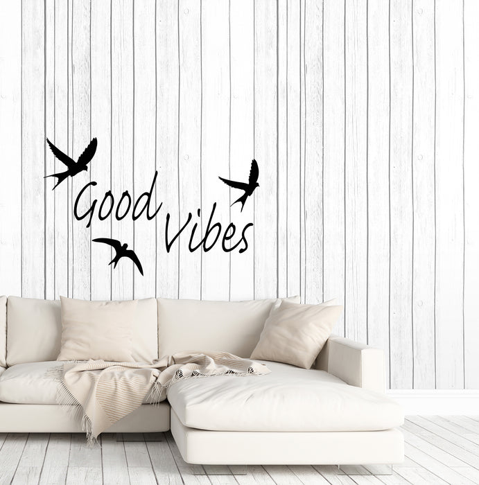 Vinyl Wall Decal Good Vibes Positive Words Inspiration Meditation Room Stickers (4290ig)
