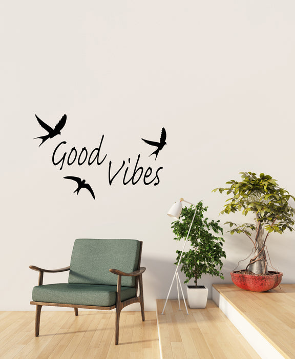 Vinyl Wall Decal Good Vibes Positive Words Inspiration Meditation Room Stickers (4290ig)
